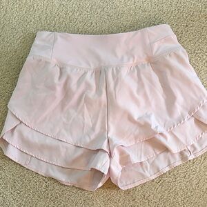 Light Pink Layered Athletic Shorts for Women